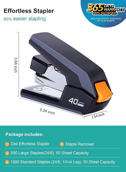 Leven Effortless Desktop Stapler, 40 Sheet Capacity, One Finger Touch Stapling - Image 2