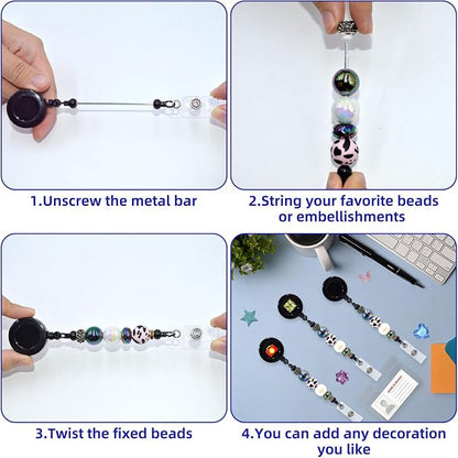 30pcs Black Beadable Badge Reels Making Kits - Image 6