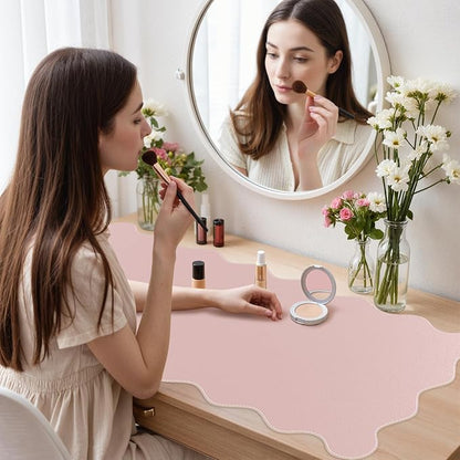 iCasso Pink Leather Desk Mat, Extra Large Scalloped Mouse Pad - Image 8