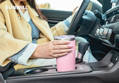 SUNWILL Travel Coffee Tumbler 20 oz, Insulated Mug with Lid, Stainless Steel Cup for Hot and Cold Drinks, Powder Coated Sakura - Image 6