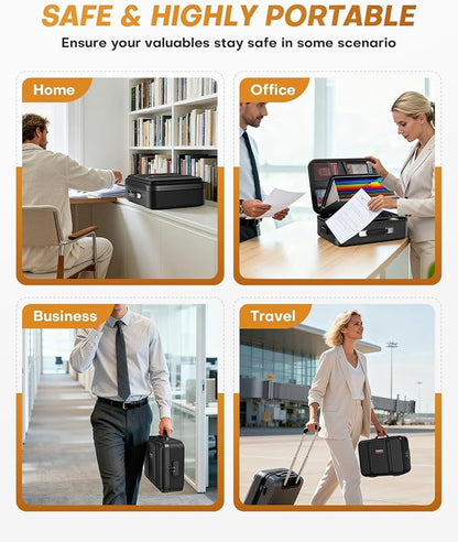 Fireproof Document Box with Lock, Hard Case Safe Box Water Resistant Document - Image 7