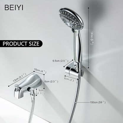 Chrome Tub Spout with Diverter, 5 Settings All Metal Bathtub Faucet with Spraye High Pressure Bath Tub Spout Faucet Set - Image 7