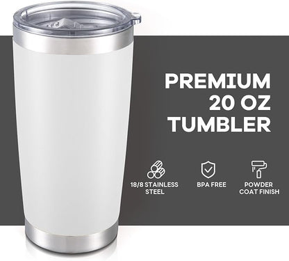 20 oz Tumbler with Lid Stainless Steel Insulated Tumblers Bulk Double Wall Vacuum Cups Powder Coated Travel Mug Keep Drink Cold and Hot, White, 8 Pack - Image 2