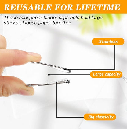 Jetec 200 Pack 0.75in/19mm White Metal Binder Clips Bulk Medium Reusable Fold - Image 7