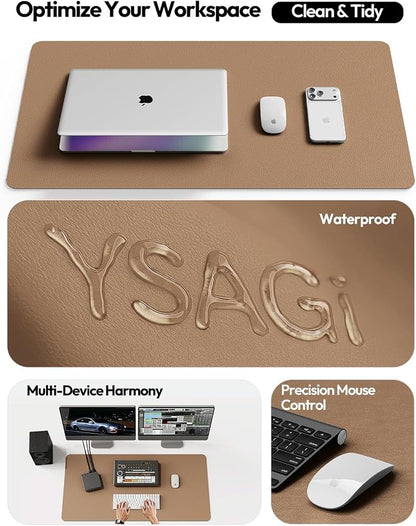 YSAGi Leather Desk Protector, Office Mat, Large Mouse Mat, Non-Slip PU Leather - Image 8