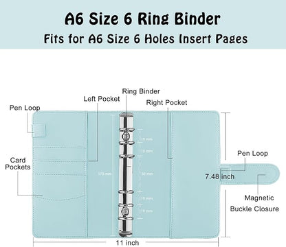 Antner A6 PU Leather Notebook Binder Refillable 6 Ring Budget Binder - Image 2