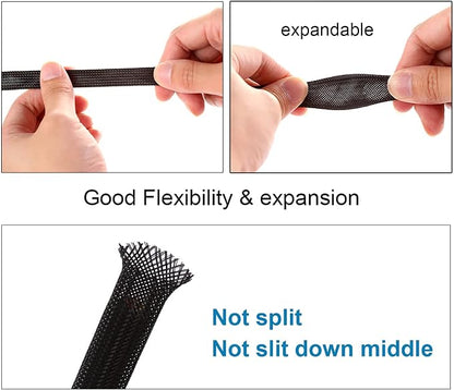 100ft - 1/8 inch PET Expandable Braided Sleeving – Black – Alex Tech Braided - Image 5