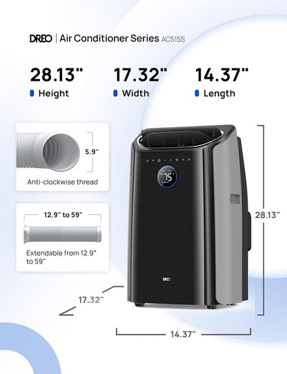 DREO Portable Air Conditioners, 8000 BTU (DOE) AC Unit for Bedroom with Drainage-free Cooling, 3-in-1 with Fan & Dehumidifier, Touch/APP/Voice/Remote, 24h Timer, Smart Floor AC for Room Indoors - Image 8