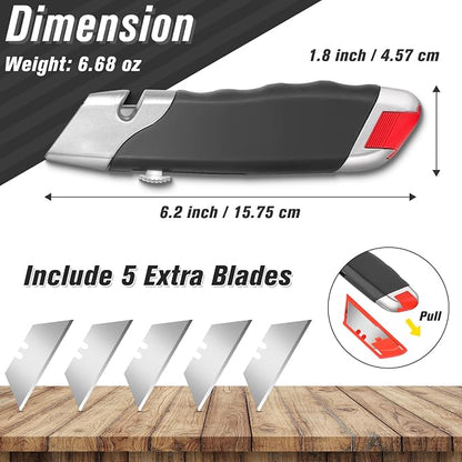 DIYSELF 10Pack Box Cutter, Rubber Handle Utility Knife, Box Cutter Retractable - Image 4