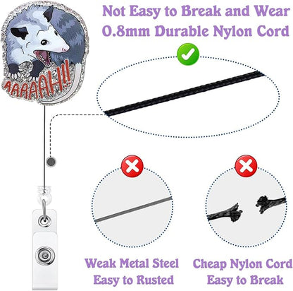 Funny Screaming Opossum Badge Reel Retractable - Image 4
