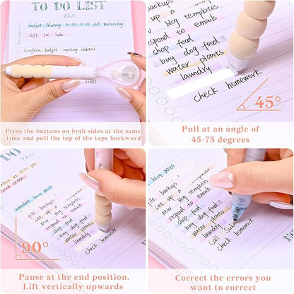 Temiary 4 Pcs White Correction Tape Pen, 19.69 ft Smooth Pull Out Tape Pens - Image 3