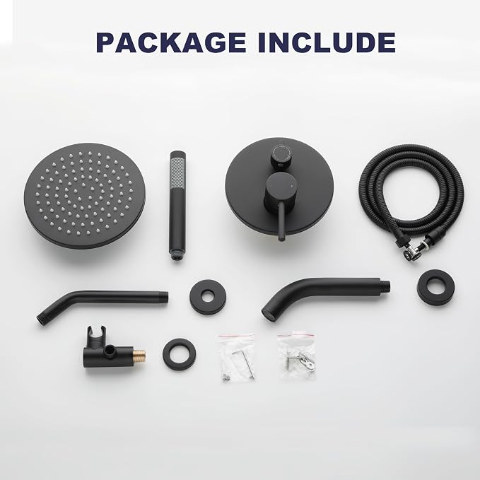 Shower System with Tub Spout, Black Bathtub Shower Faucet Set, 8" Rain Shower Head and Handheld Spray Combo, Round Shower Head and Handle Set with Tub Spout (Valve Included), Matte Black - Image 9