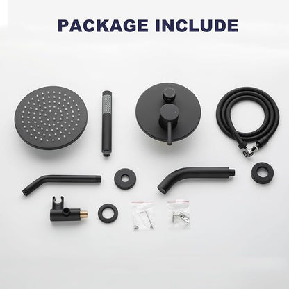Shower System with Tub Spout, Black Bathtub Shower Faucet Set, 8" Rain Shower Head and Handheld Spray Combo, Round Shower Head and Handle Set with Tub Spout (Valve Included), Matte Black - Image 9