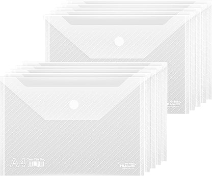 10 Pack, Plastic Envelopes – Transparent Waterproof Reusable File Folders by WORPSON