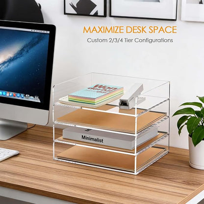 SANRUI Stackable 4-Tier Acrylic Desk Organizer, Space-Saving Document File - Image 4