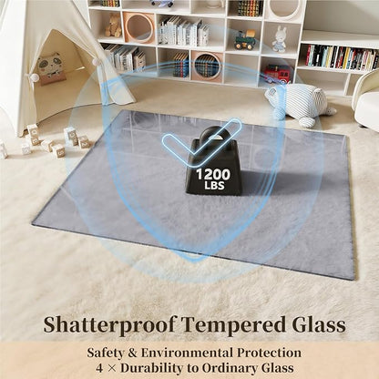 Tempered Glass Office Chair Mat, Scratch Resistant, Rounded Corners & Polished - Image 2