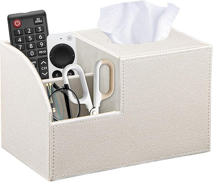 Square Tissue Box Cover with Storage, PU Leather Cube Tissue Box Holder by Thelittlebeautyoflife