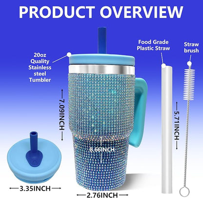 20-OZ Insulated Water Bottle,Insulated Stainless Steel Tumbler,Reusable Cold Drink Thermos,BPA-Free, Double-Wall Stainless Steel Water Bottle (Royal Blue - Diamond, 20, Fluid Ounces) - Image 2