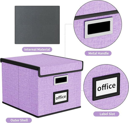 File Organizer Box with Lid, Collapsible File Folder Organizer - Image 3