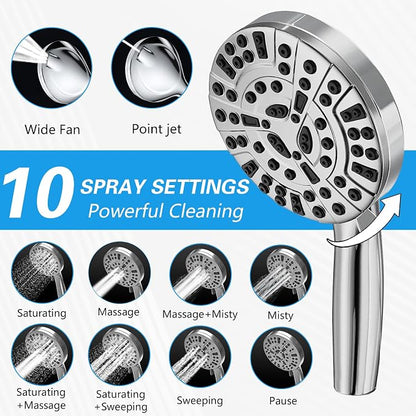 Tub Spout with Diverter, Chrome High Pressure 10 Mode Handheld Shower Sprayer, Bathtub Faucet with Sprayer - Image 3