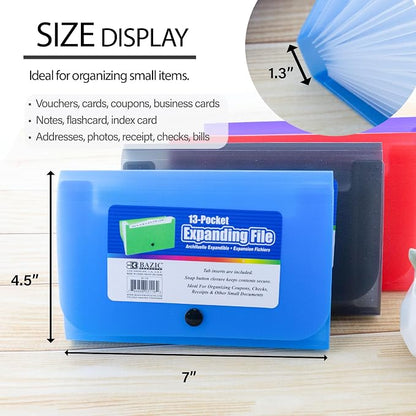 BAZIC Products 13-Pocket Poly Expanding File, Coupon/Check Size, 24-Box | - Image 2