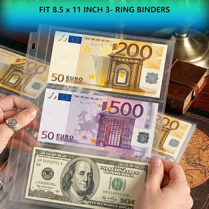 Aegero 50 Pack （7.6x3.6inch ） 3 Pockets Currency Sleeves - Image 5