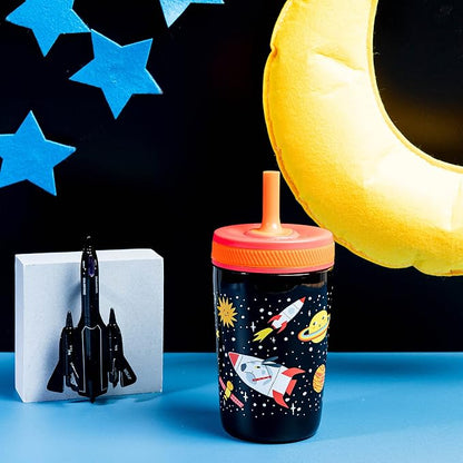 Zak Designs Kelso Toddler Cups For Travel or At Home, 12oz Vacuum Insulated Stainless Steel Sippy Cup With Leak-Proof Design is Perfect For Kids (Spaceships) - Image 9