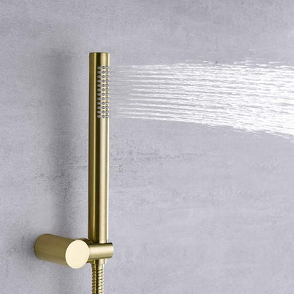 sumerain Brushed Gold Shower Faucet System with high pressure 8 Inches rain shower head and brass hand shower, Rough-In Valve Body and Trim Included - Image 4