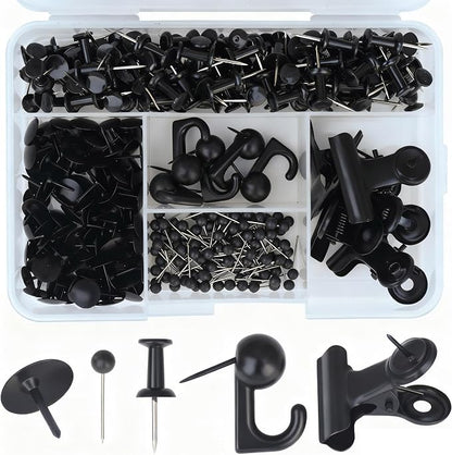 310 Pcs Black Push Pins Set, 5-Style Decorative Thumb Tacks by YOUDEFUL