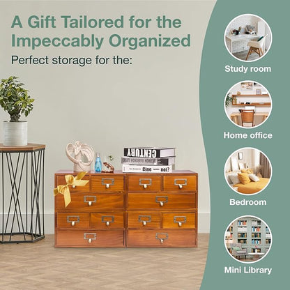 Stackable Modular 4-Pack Vintage Desktop Apothecary Cabinet w/ 12 Drawers - Image 8