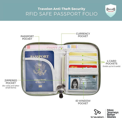 Travelon RFID Blocking Passport Zip Wallet - Image 5