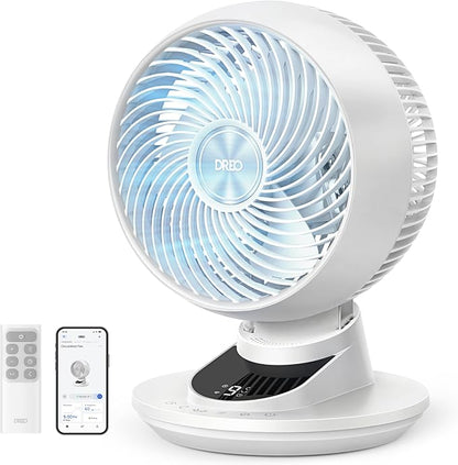 DREO Smart Fan for Bedroom, Powerful 85 ft Airflow, 12 Inches, Desk Fans in 20dB Quiet, 90°+90° oscillating fans, App/Voice Control, 9 Speeds & 8/12H Timer for Home Office Dorm by DREO