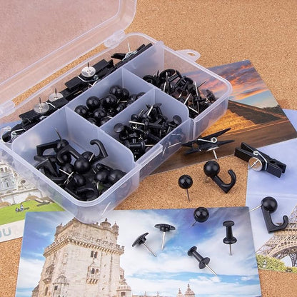 Push Pins Set, 5 Styles Thumb Tacks Map Pins, Steel Point Pushpins Thumbtacks - Image 4
