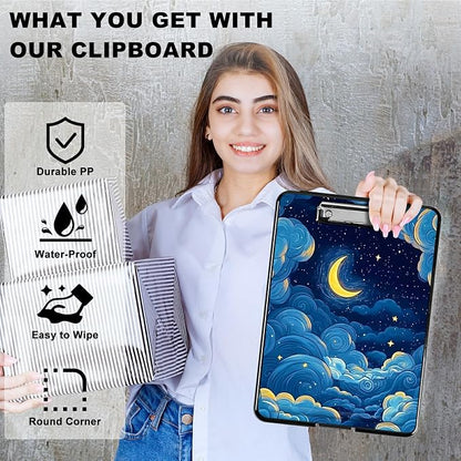Moon Blue Clouds A4 Clipboard - Image 2