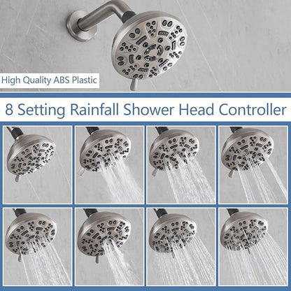 2 Handles Shower Faucet Set with Tub Spout Bathtub Shower Faucet Combo Set Shower System Complete Tub and Shower Trim Kit Wall Mounted Shower Fixtures Brushed Nickel - Image 4