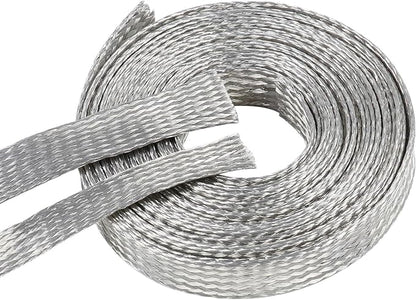 Tinned Copper Braid Wire Shielding Ground Strap Metal Cable Sleeve Expandable by BuyUneed
