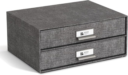 Bigso Birger 2-Drawer Canvas Fiberboard Easy Pull Handle Box - Image 3