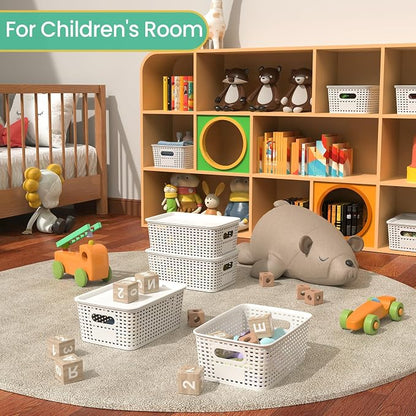 Plastic Storage Baskets with Lid-Plastic Storage Containers Stackable Storage - Image 4