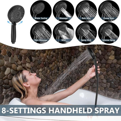 Aolemi 3 Handles Tub Shower Faucet Set with Valve Bathtub Combo Set Shower System Complete Trim Kit Wall Mounted Matte Black - Image 3
