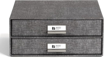 Bigso Birger 2-Drawer Canvas Fiberboard Easy Pull Handle Box by Bigso
