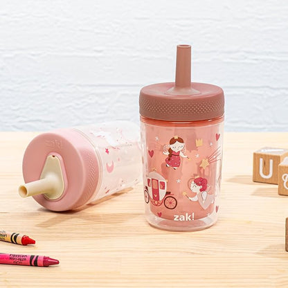 Zak Designs Capri Toddler Tumblers For Travel or At Home, 9oz 2-Pack Double Wall Plastic Sippy Cups With Leak-Proof Design is Perfect For Kids (Fairy Tales, Rainbow Magic) - Image 2