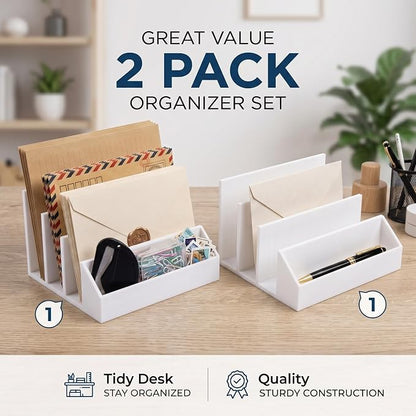 2 Pack 3-Slot Mail Organizer for Desk - Image 3