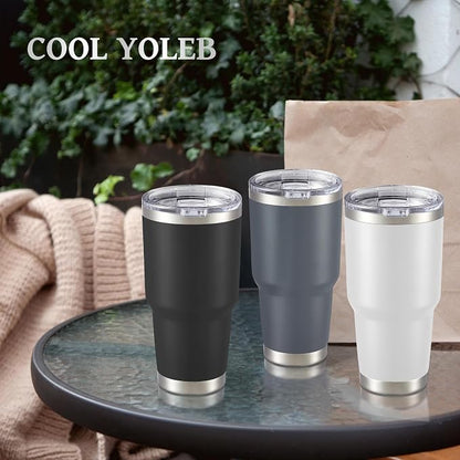 30 oz Tumbler with Lid Stainless Steel Tumblers Bulk Vacuum Insulated Cup Reusable Powder Coated Travel Mug Double Wall Leak Proof Cups Keep Cold Drinks for 12 Hours Gray, Set of 4 - Image 6