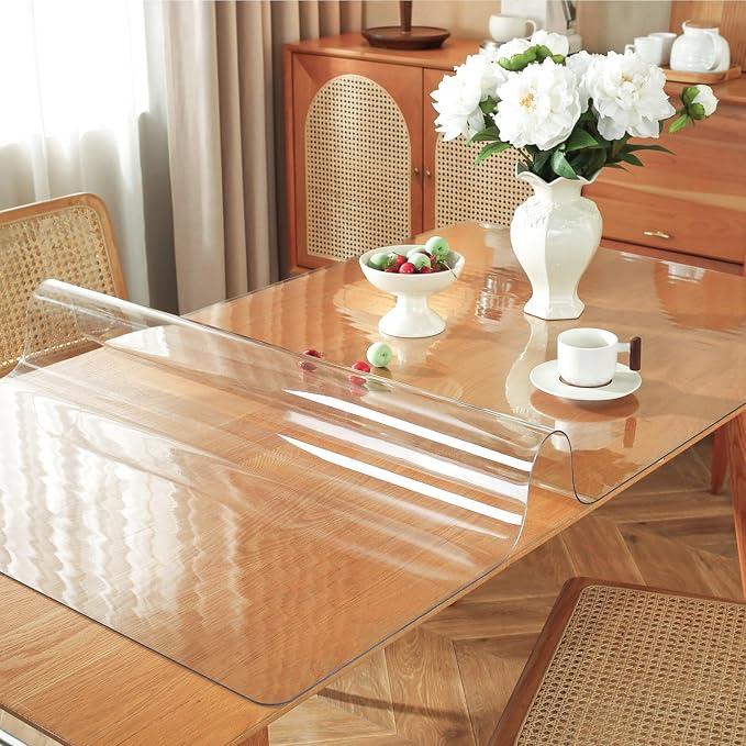 OstepDecor Clear Table Cover Protector 48 x 48 Inch, 1.5mm Thick Plastic Table - Image 2