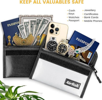 Airfish 2 Pack Fireproof Money Wallet, 8 x 5 Inches Fireproof Document Bag - Image 3