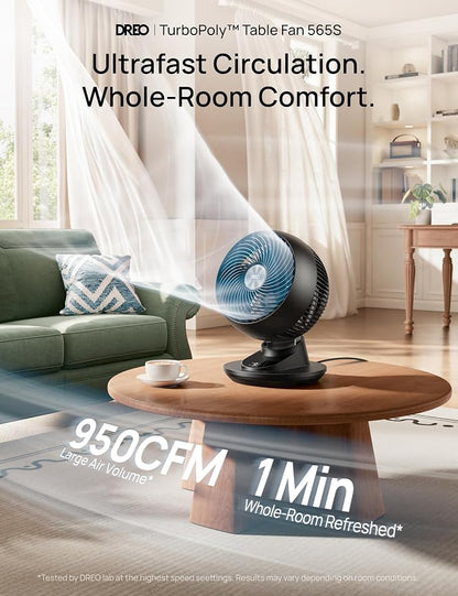 DREO Smart Fan for Bedroom, Powerful 85 ft Airflow, 12 Inches, Desk Fans in 20dB Quiet, 90°+90° oscillating fans, App/Voice Control, 9 Speeds & 8/12H Timer for Home Office Dorm - Image 4