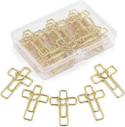 Gold Heart Cross Paper Clips Gold by Unknown