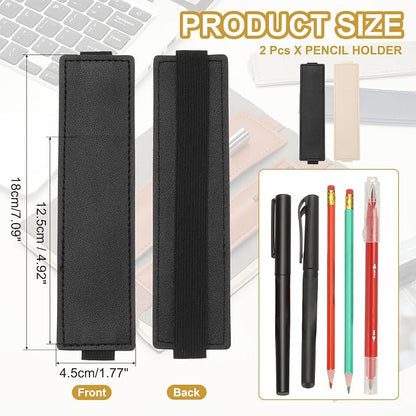 PATIKIL 2Pcs Elastic Notebook Pen Holder, Adjustable Hold 2 Pen Holder PU - Image 2