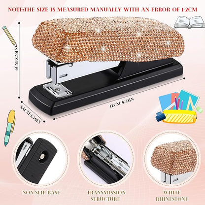 Yexiya Champagne Gold Sparkle Bling Stapler - Image 2