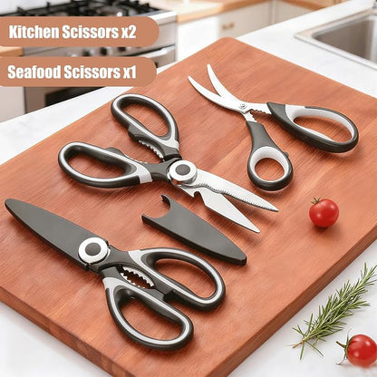 OMDAR 3 Pack Kitchen Scissors & Seafood Scissors Set, Sharp Kitchen Shears | - Image 3